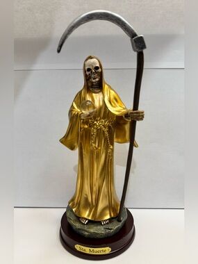 Collection B Gold Santa Muerte Figurine with Crystal Orb